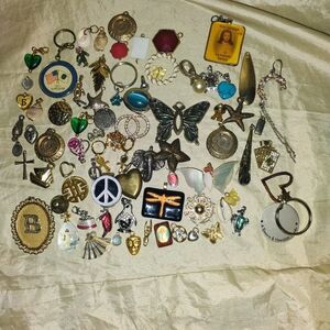 Vintage Charm Collection with Gold and Silver Accents Pendants Charms Pens Brooc